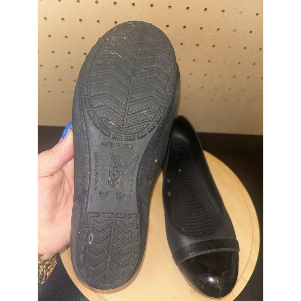 Crocs Womens Brynn Ballet Flats Shoes Black Slip On Strap Round Toe Comfort Sz 9 - Picture 9 of 9